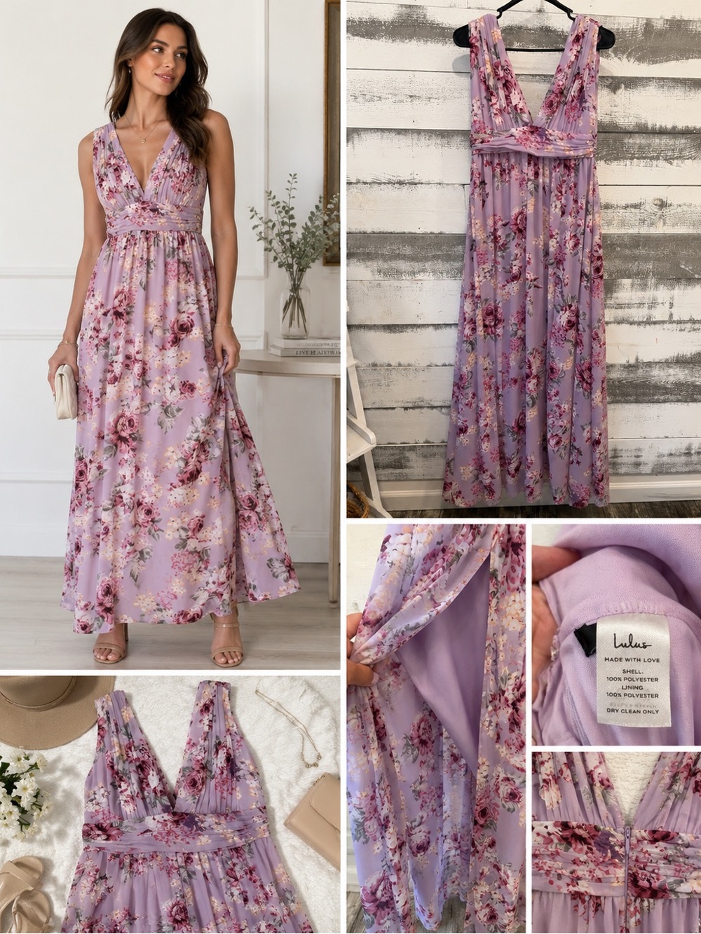 🌸 Lulus Lavender Floral Maxi Dress – Size Medium - Picture 5 of 5